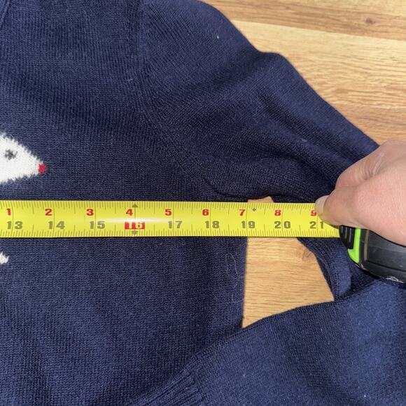 Talbots Wool Blend Women's Sweater Sz Medium Navy Polar Bear Cowl Neck Pullover - Picture 6 of 8